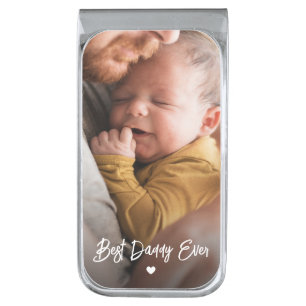Best Dad Ever Photo Gift Silver Finish Money Clip