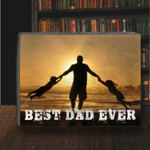 Best Dad Ever Photo Gift Wooden Box Sign