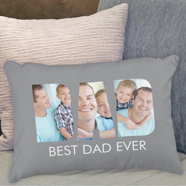 Best Dad Ever Photo Gray Accent Pillow (Creator Uploaded)