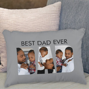 Best Dad Ever Photo Gray Accent Pillow