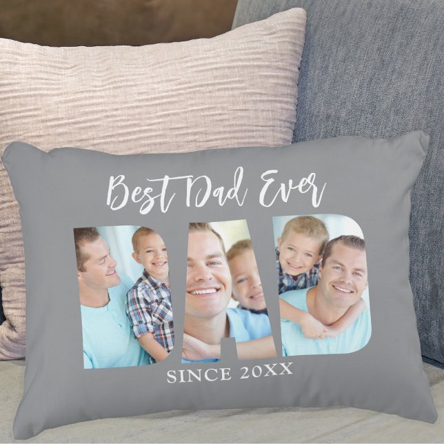 Best Dad Ever Photo Gray Accent Pillow (Creator Uploaded)