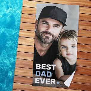 Best dad ever photo heart fathers day beach towel