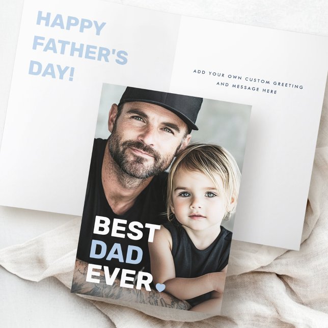 Best dad ever photo heart fathers day folded holiday card (Best dad ever photo heart fathers day folded holiday card)