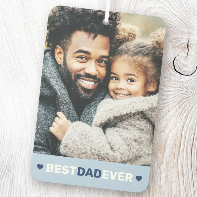 Best dad ever photo hearts blue fathers day air freshener (Best dad ever photo hearts blue fathers day air freshener)