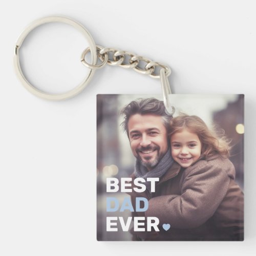 Best dad ever photo hearts fathers day keychain