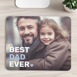 Best dad ever photo hearts fathers day mouse pad<br><div class="desc">Mouse pad featuring your custom photo and the text "Best dad ever" as a white and light blue overlay in the bottom left corner.</div>