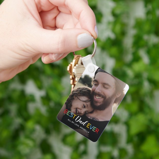 Best Dad Ever Photo Keychain (Hand)