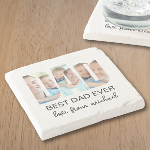 Best Dad Ever Photo Letter Stone Coaster