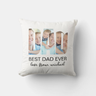 Best Dad Ever Photo Letter Throw Pillow