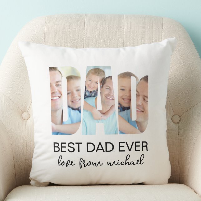 Best Dad Ever Photo Letter Throw Pillow (Creator Uploaded)