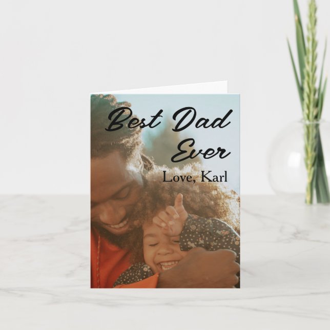 best dad ever photo love simple minimal text date card (Front)