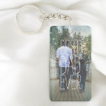 Best Dad Ever Photo Modern Keychain<br><div class="desc">Cool thin handwritten Best Dad Ever on your custom photo.</div>