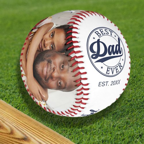 Best Dad Ever Photo Monogrammed Name Baseball