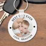 BEST DAD EVER Photo Personalized Keychain<br><div class="desc">Easily create a personalized keychain for dad with the editable title BEST DAD EVER and your custom text in your choice of colors. PHOTO TIP: Choose a photo with the subject in the middle and/or pre-crop it to a square shape BEFORE uploading and/or use the CROP tool to adjust the...</div>