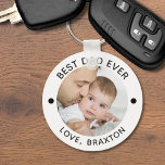 BEST DAD EVER Photo Personalized Keychain<br><div class="desc">Easily create a personalized keychain for dad with the editable title BEST DAD EVER and your custom text in your choice of colors. PHOTO TIP: Choose a photo with the subject in the middle and/or pre-crop it to a square shape BEFORE uploading and/or use the CROP tool to adjust the...</div>