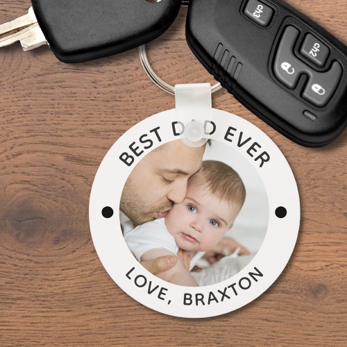 BEST DAD EVER Photo Personalized Keychain