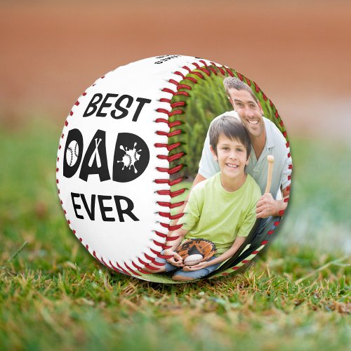 Best Dad Ever Photo Personalized Name Custom Baseball