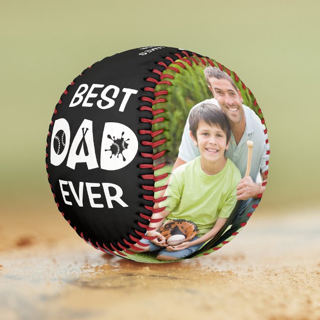 Best Dad Ever Photo Personalized Name Custom Softball (Creator Uploaded)