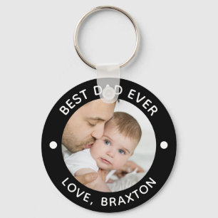 BEST DAD EVER Photo Personalized Your Color Keychain