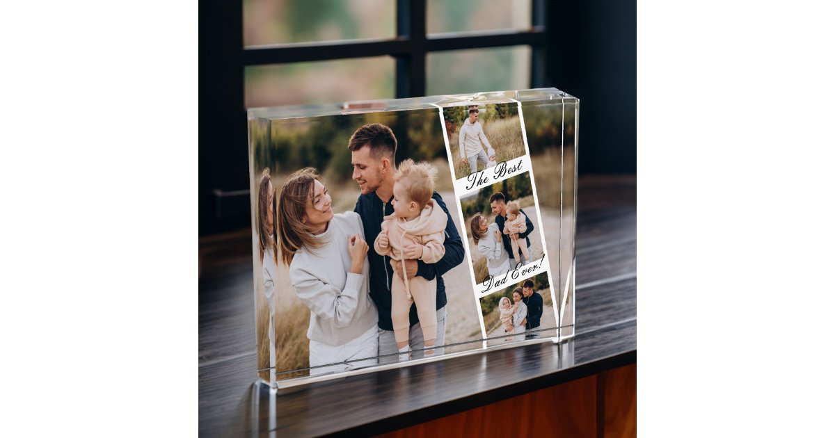 Best Dad Ever Photo Reel Collage Personalized Block | Zazzle