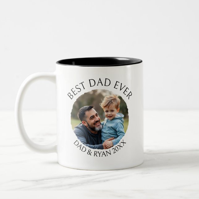 Best Dad Ever | Photo Template Personalized Two-Tone Coffee Mug (Left)