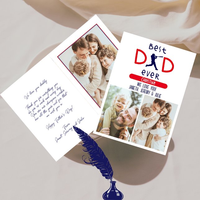 Best Dad Ever Photo Trendy Modern Blue Fathers Day Card (Creator Uploaded)
