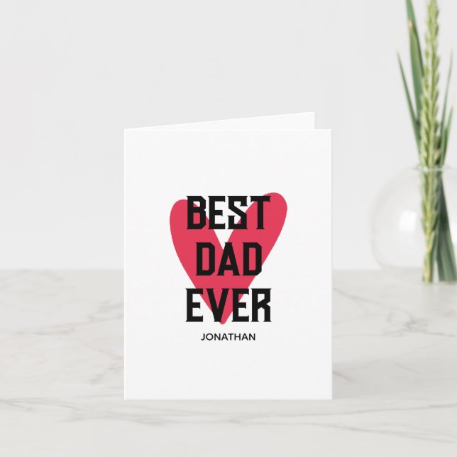 Best Dad Ever Pink Heart Father's Day Card (Front)