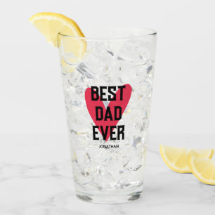 Best Dad Ever Pink Heart Father's Day Glass