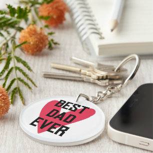 Best Dad Ever Pink Heart Father's Day Keychain
