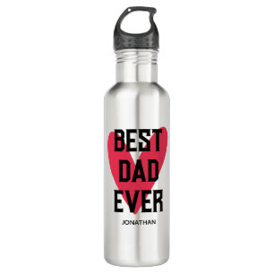 Best Dad Ever Pink Heart Father's Day Stainless Steel Water Bottle