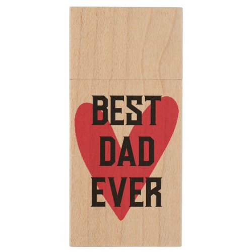 Best Dad Ever Pink Heart Fathers Day Wood Flash Drive