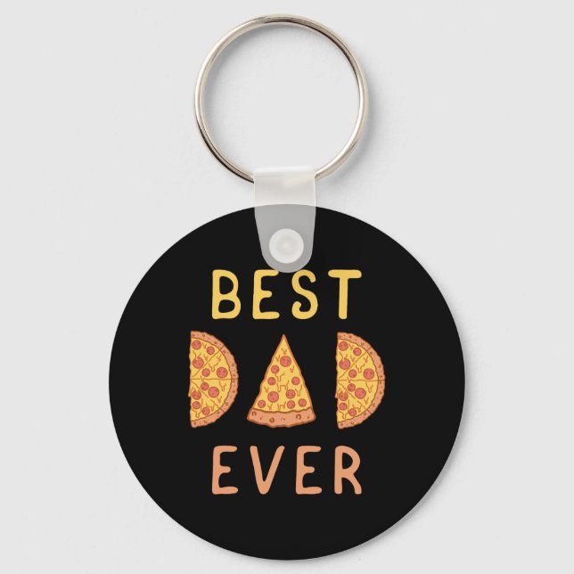 Best Dad Ever Pizza Lover Fathers Day Papa Parenti Keychain (Front)