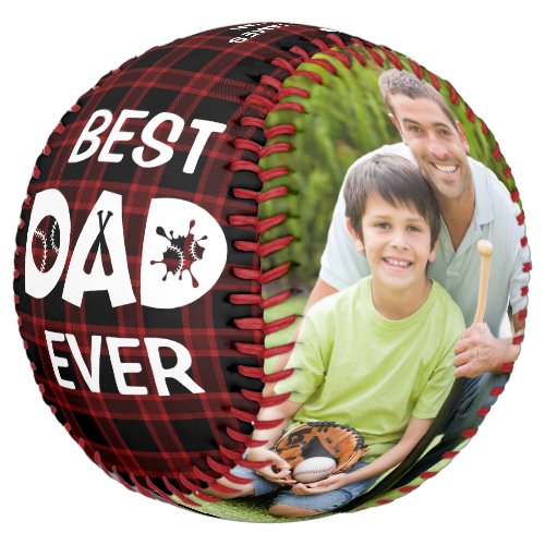 Best Dad Ever Plaid Photo Personalized Name Custom Softball