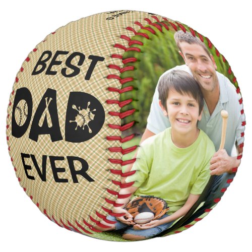 Best Dad Ever Plaid Photo Personalized Name Custom Softball
