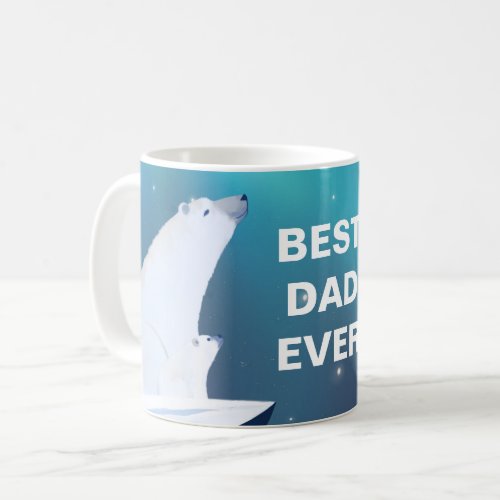  Best Dad Ever Polar Bear Illustration  Coffee Mug