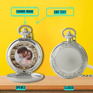 Best Dad Ever Portrait Vintage Fishing Background Pocket Watch