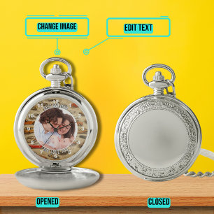 Best Dad Ever Portrait with Vintage Car Background Pocket Watch
