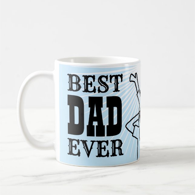 Best Dad Ever Quote Blue Typography Cartoon Father Coffee Mug (Left)
