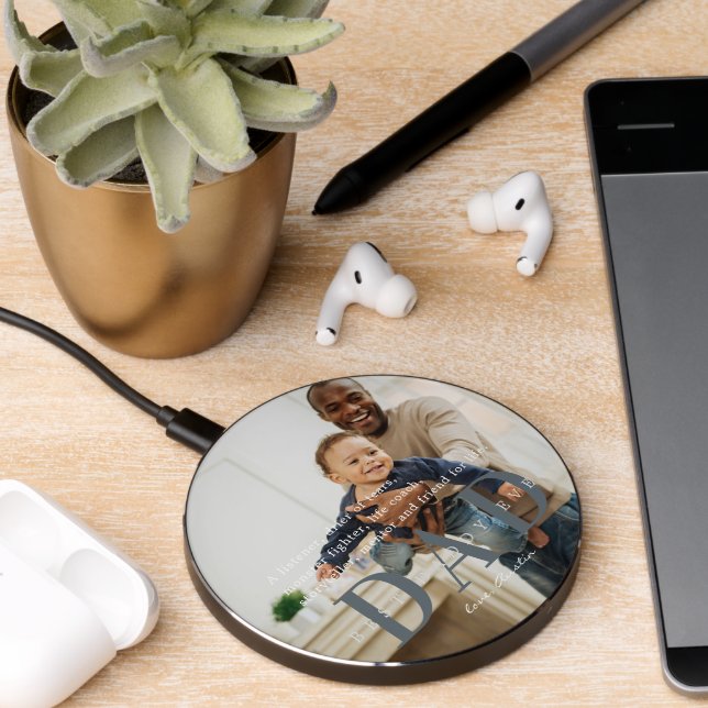 Best Dad Ever | Quote & Photo Wireless Charger (Desk 2)