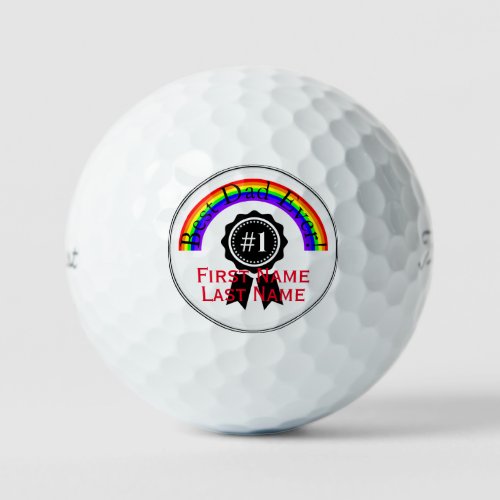 Best Dad Ever Rainbow Golf Balls HAMbWG