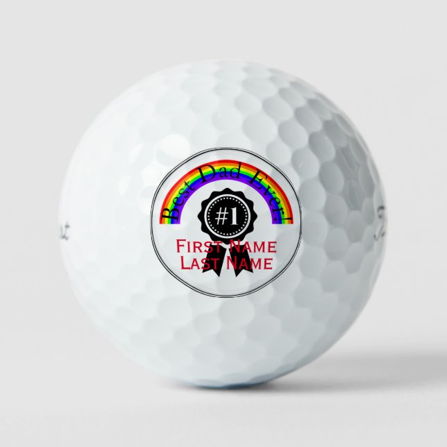Best Dad Ever Rainbow Golf Balls HAMbWG (Front)