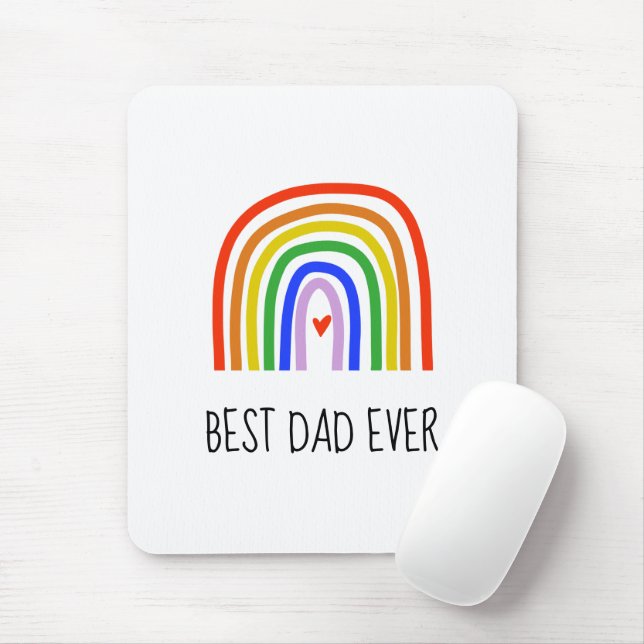 Best Dad Ever Rainbow Heart Fathers Day Love Mouse Pad (With Mouse)