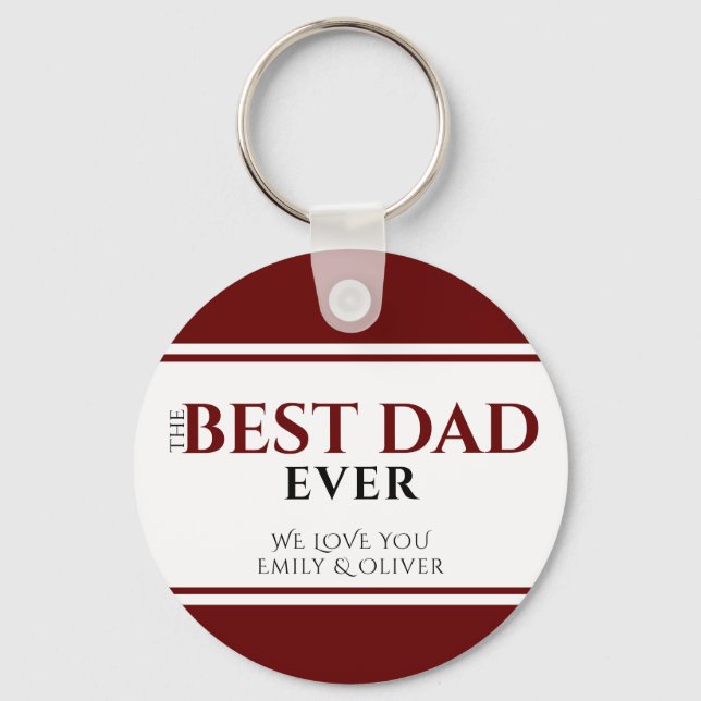 Best Dad Ever Red Black Father`s Day Keychain (Front)