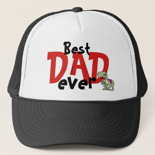 Best Dad Ever Red Black Text Baby Girl Fathers Trucker Hat