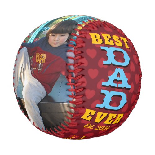 Best DAD Ever Red Burgundy Hearts Photo Collage Baseball