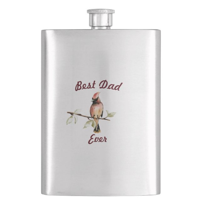 Best Dad Ever Red Cardinal Father's Day Classic Flask (Front)