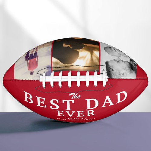 Best Dad Ever Red Fathers Day 3 Photo Collage Football