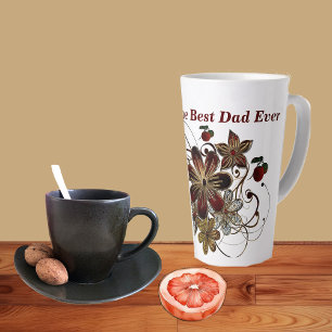 Best DAD Ever Red Floral Shining Father's Day Latte Mug