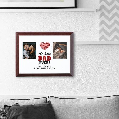 Best Dad Ever Red Heart 2 Photo Award Plaque