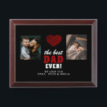Best Dad Ever Red Heart Black 2 Photo Award Plaque<br><div class="desc">Best Dad Ever Red Heart Black 2 Photo plaque. Personalize it with two photos and names. You can change any text on the photo plaque or erase it. A personalized photo plaque is a perfect gift for a dad or a new dad on Father`s Day.</div>